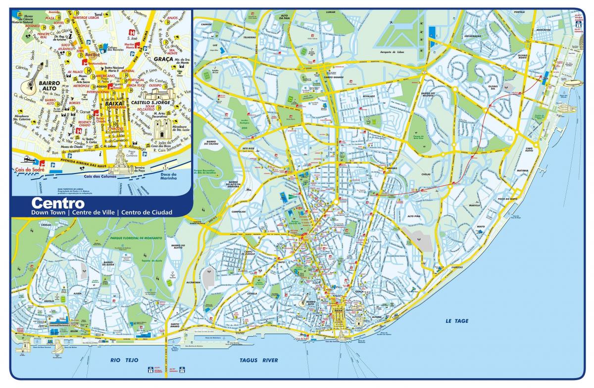 Karte der Sehenswürdigkeiten von Lissabon