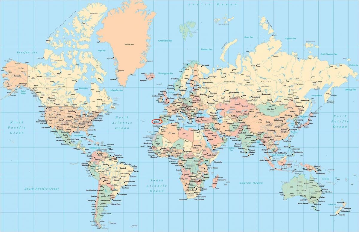 Standort Lissabon auf der Weltkarte