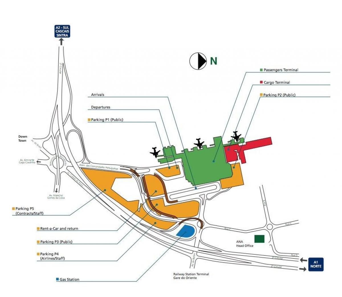 Karte des Flughafenterminals Lissabon