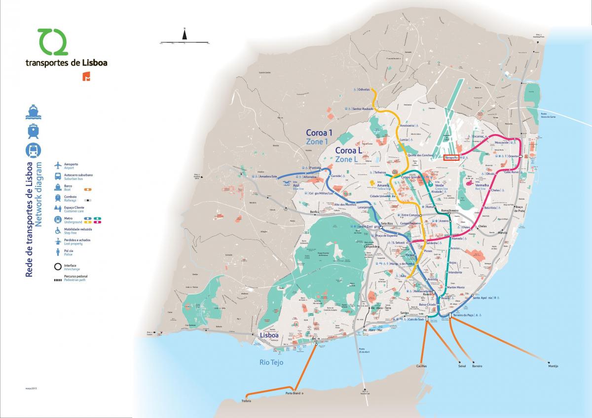 Karte der Lissabonner Flughäfen
