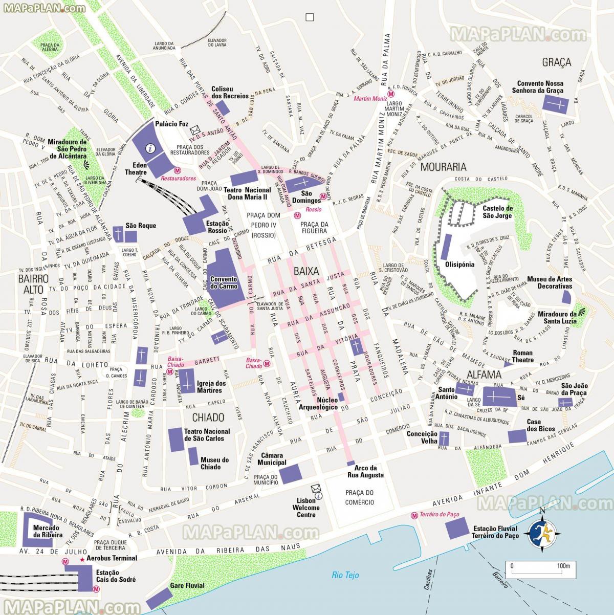 Karte der Lissabon-Wanderwege