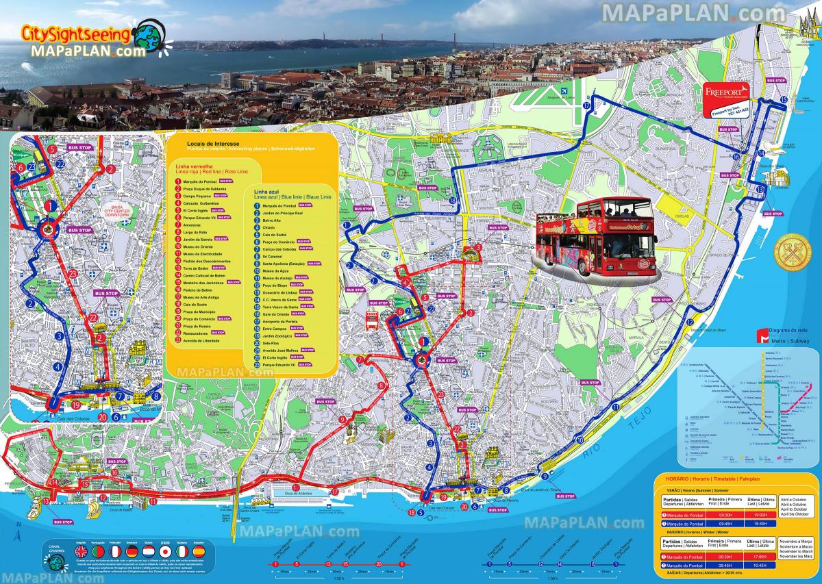 Lissabon Hop On Hop Off Bustouren Karte