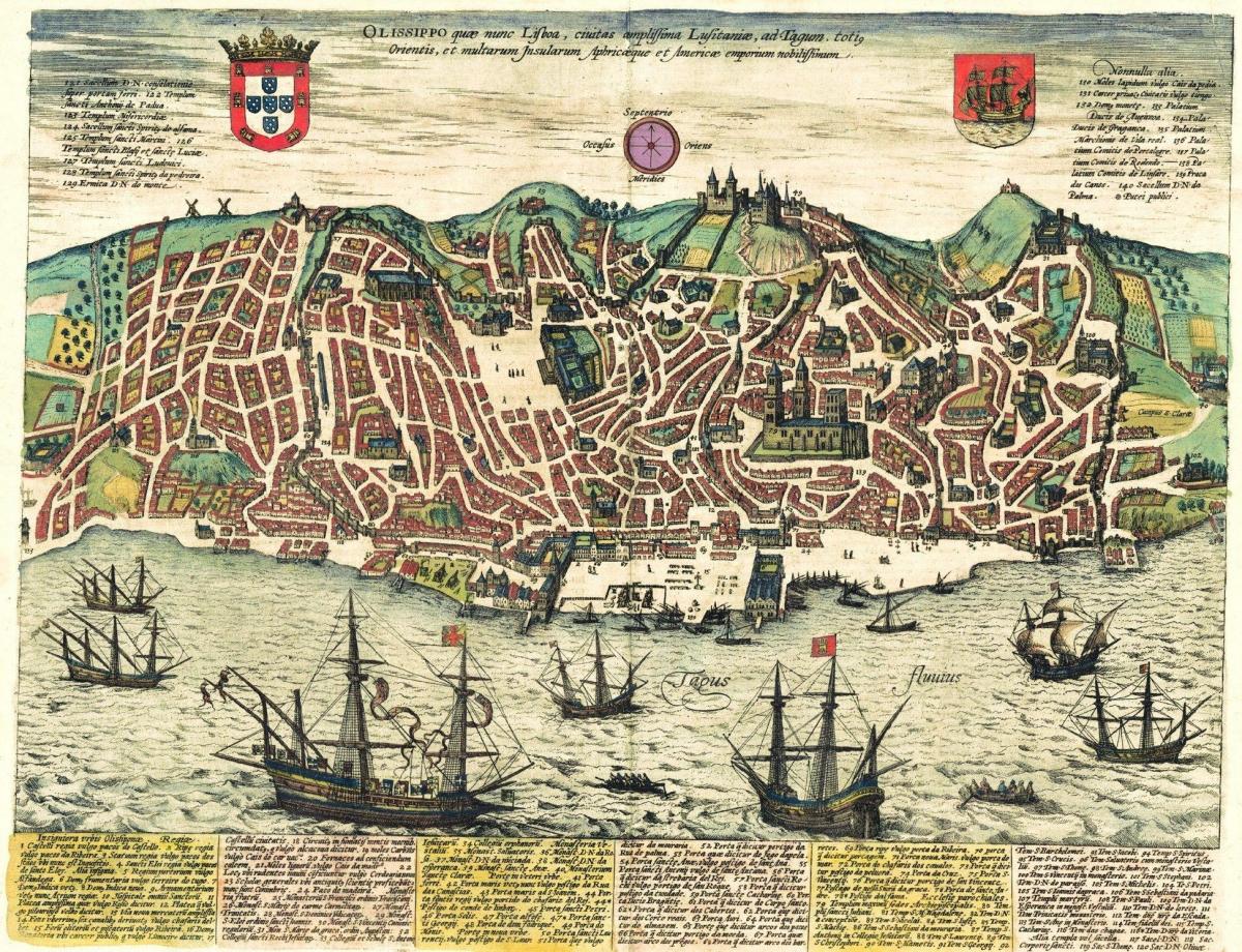 Antike Karte von Lissabon